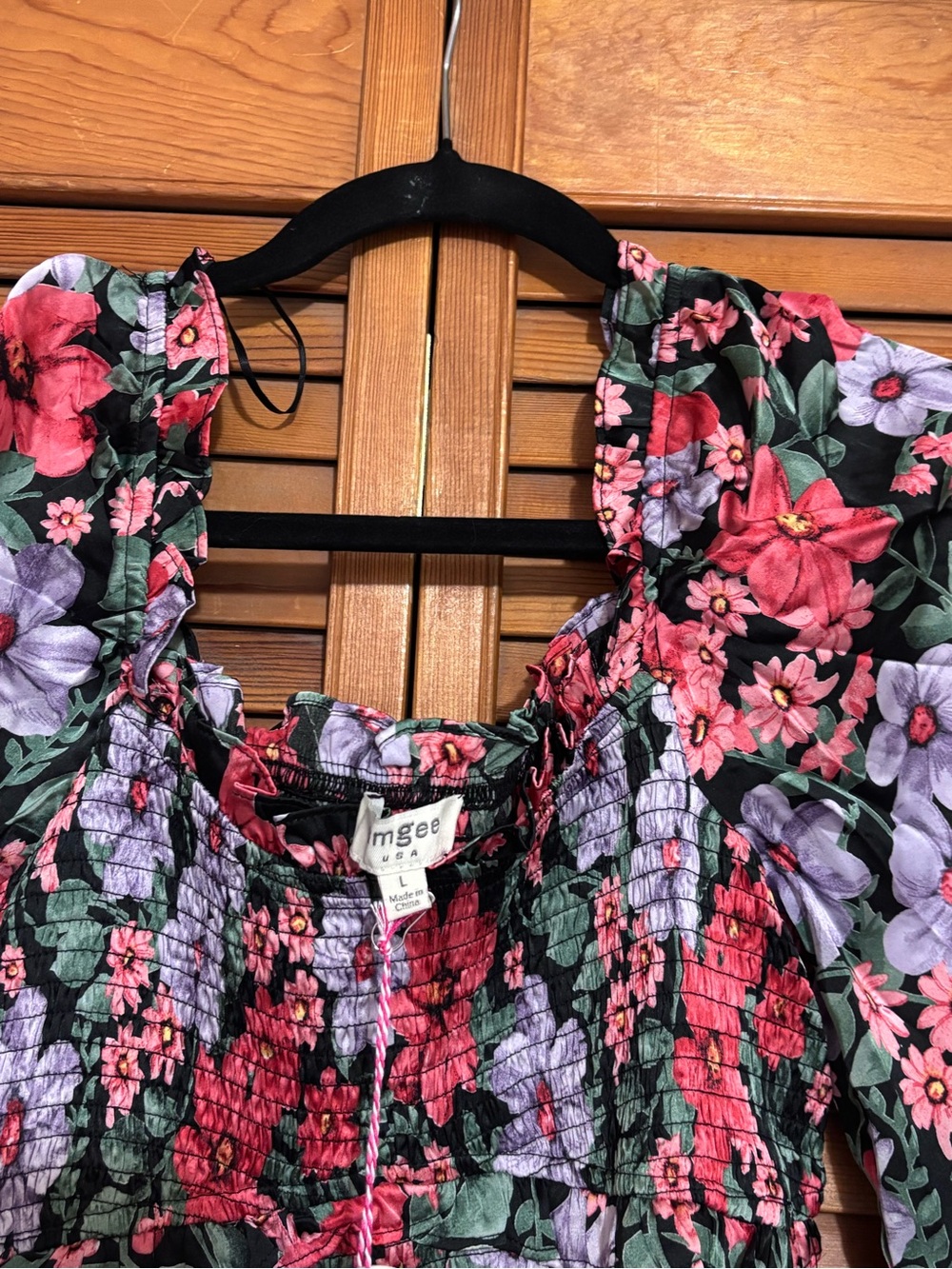 Umgee Black Floral Long-Sleeve Mini Dress - Picture 5 of 8